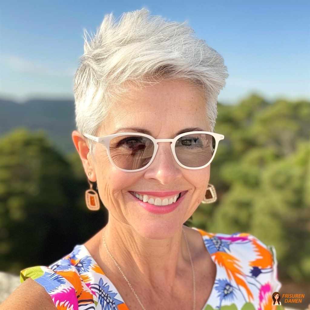 Asymmetrischer Pixie Cut als verjüngender Stil für Frauen über 50