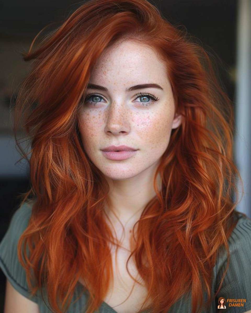 Ausdrucksstarke Frisur für Frauen mit intensiv roten Haaren