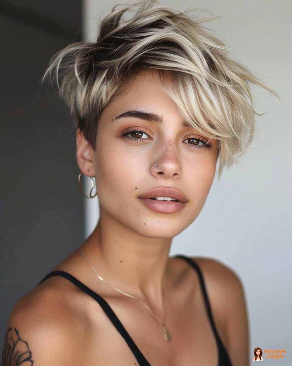 Kurzhaarfrisur mit kühlem Undercut für Frauen – modern und kontrastreich