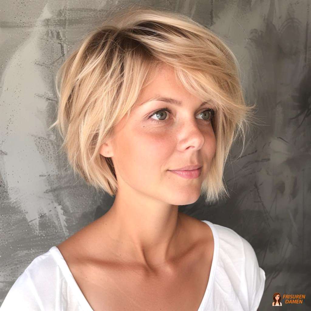 Blonde Eleganz für Frauen ab 60 ohne Brille mit weicher Silhouette