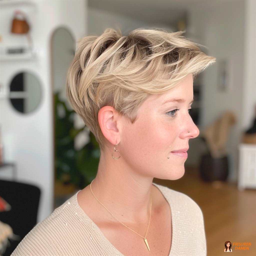 Blonder gewellter Pixie Cut mit weicher Textur