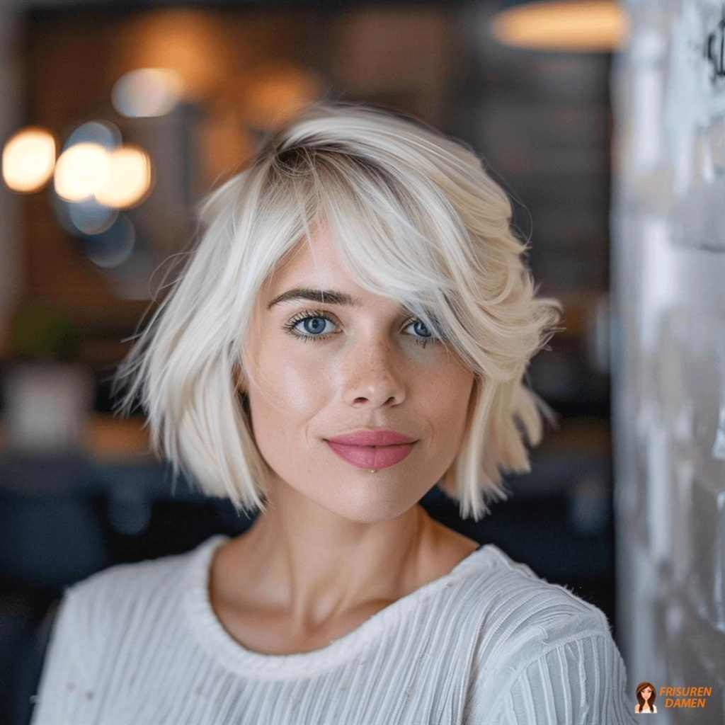 Blonder Bob mit Pony und strukturierter Oberfläche für Frauen