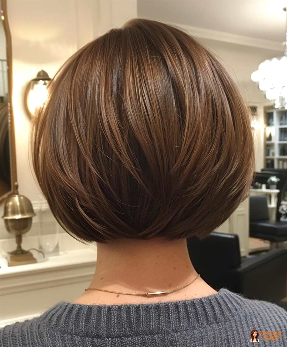 Bob für Frauen mit Schwung und Dynamik, der hinten lebendig fällt