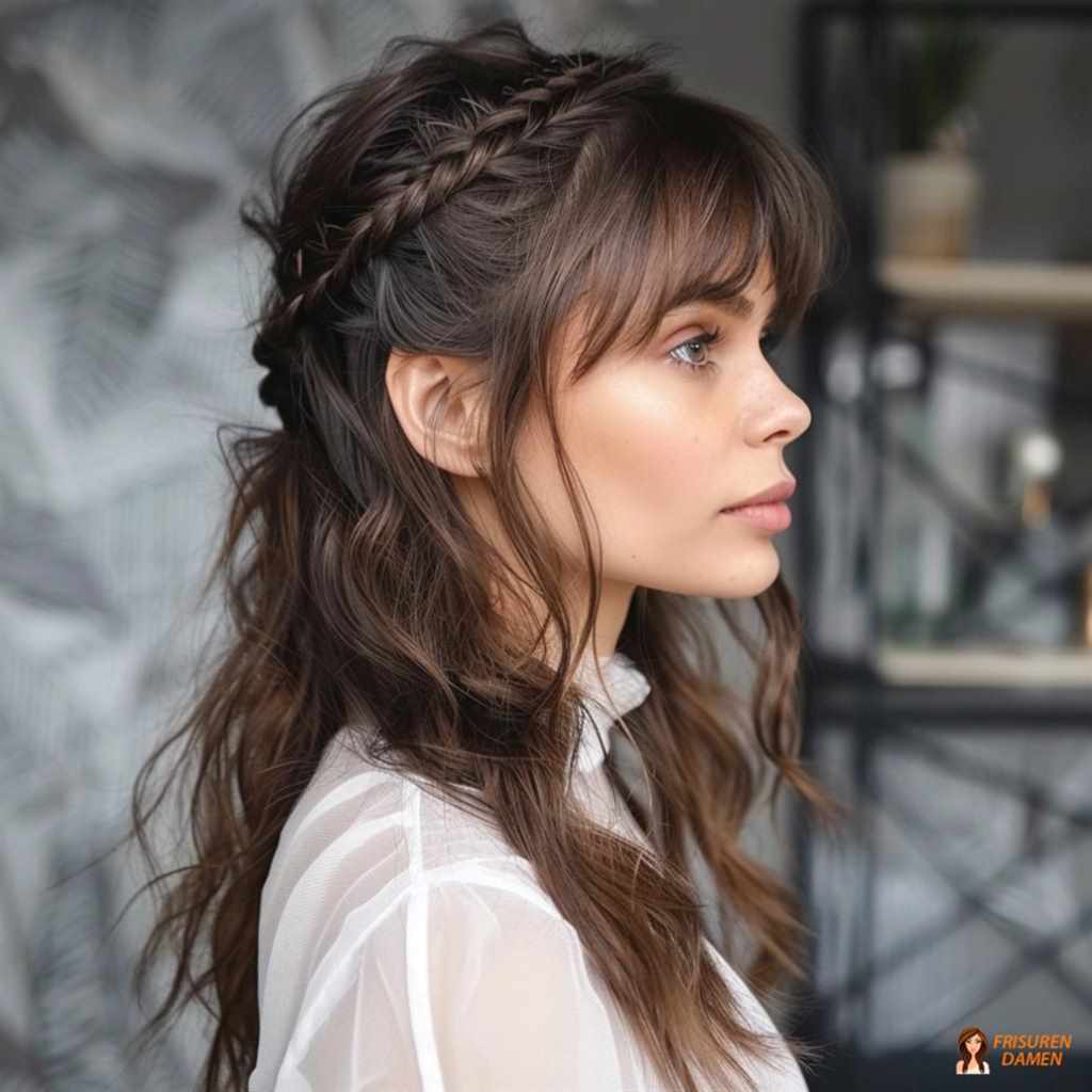Boho-Flechtfrisur mit Pony für Frauen