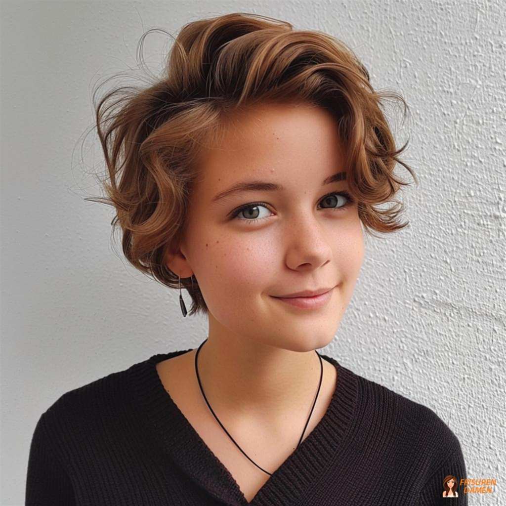 Elegante Kurzhaarfrisur für runde Gesichter mit femininer Linienführung