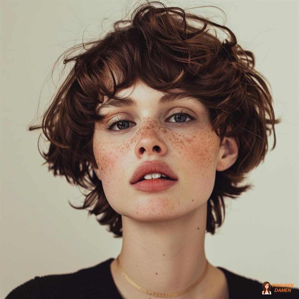 Lockiger Short Bob mit Fülle, der die Wangen sanft umspielt und sehr lebendig wirkt