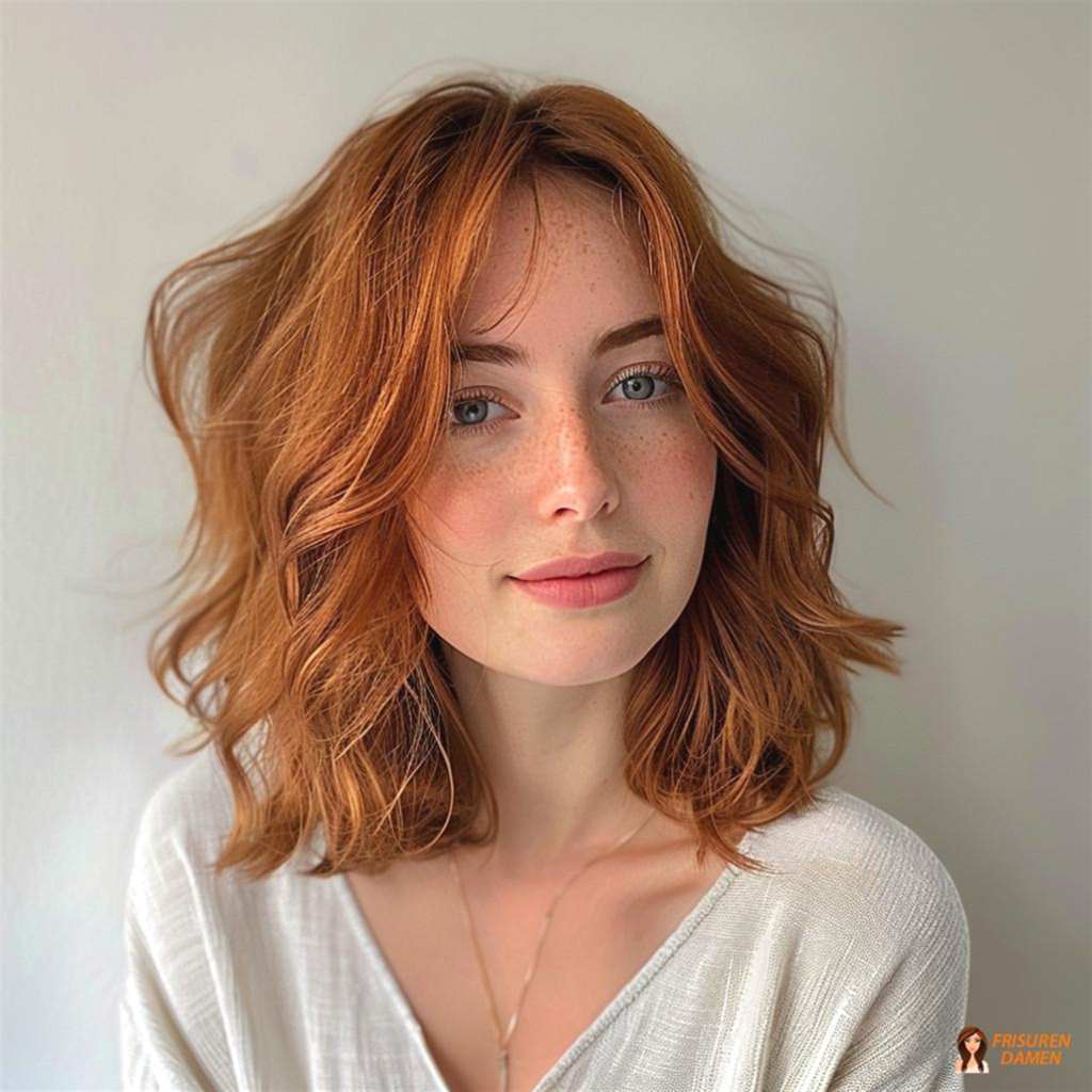 Rote Frisur mit Sommersprossen für Frauen
