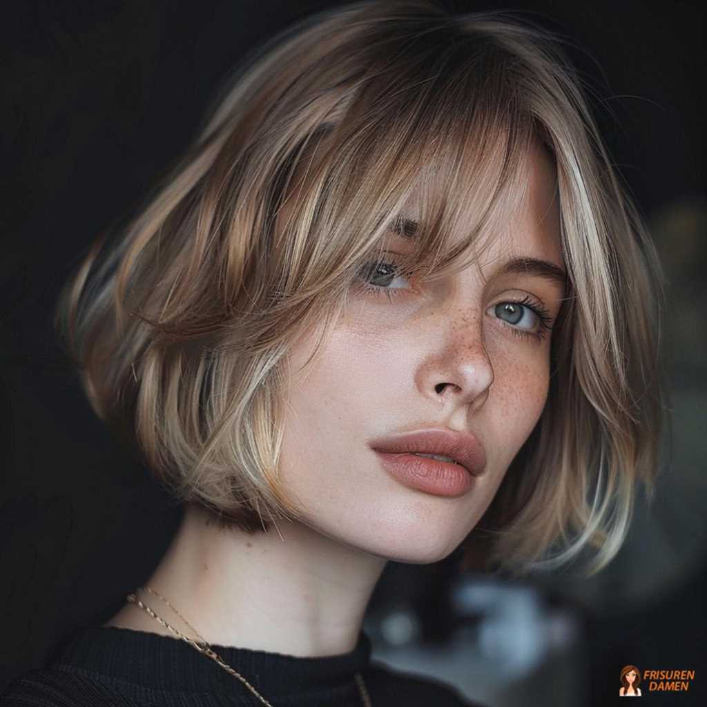 Blonder Undone Bob mit fransigen Stufen für Frauen