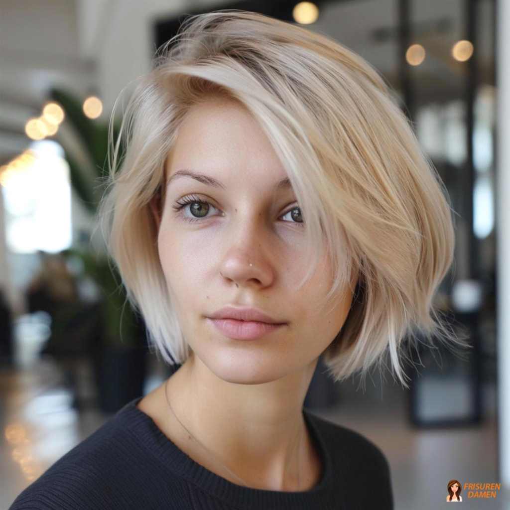 Blonder Undone Chic Bob mit fransigen Stufen für Frauen