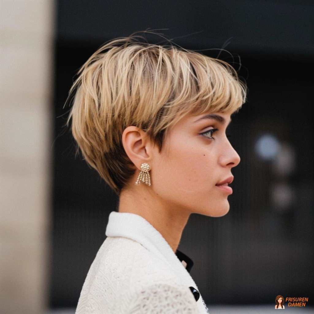 Eleganter Kurzhaarschnitt mit sauberer Kontur und klassischem, gepflegtem Finish