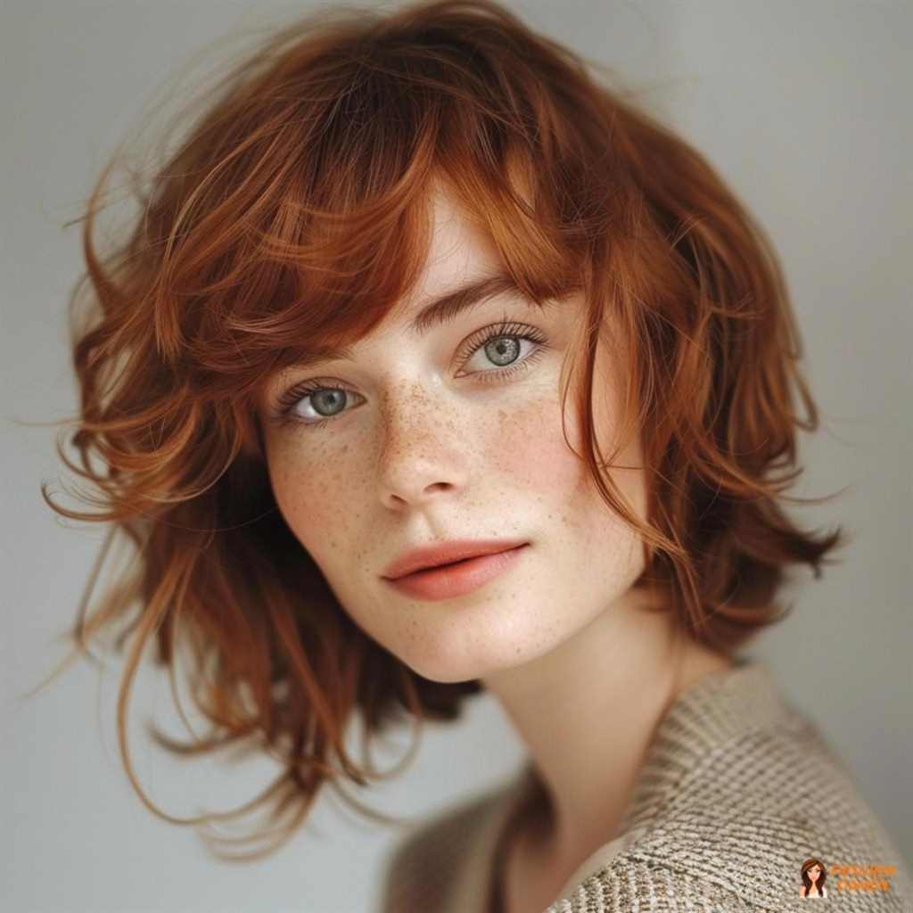 Feuriger Locken Bob mit fransigen Stufen für Frauen