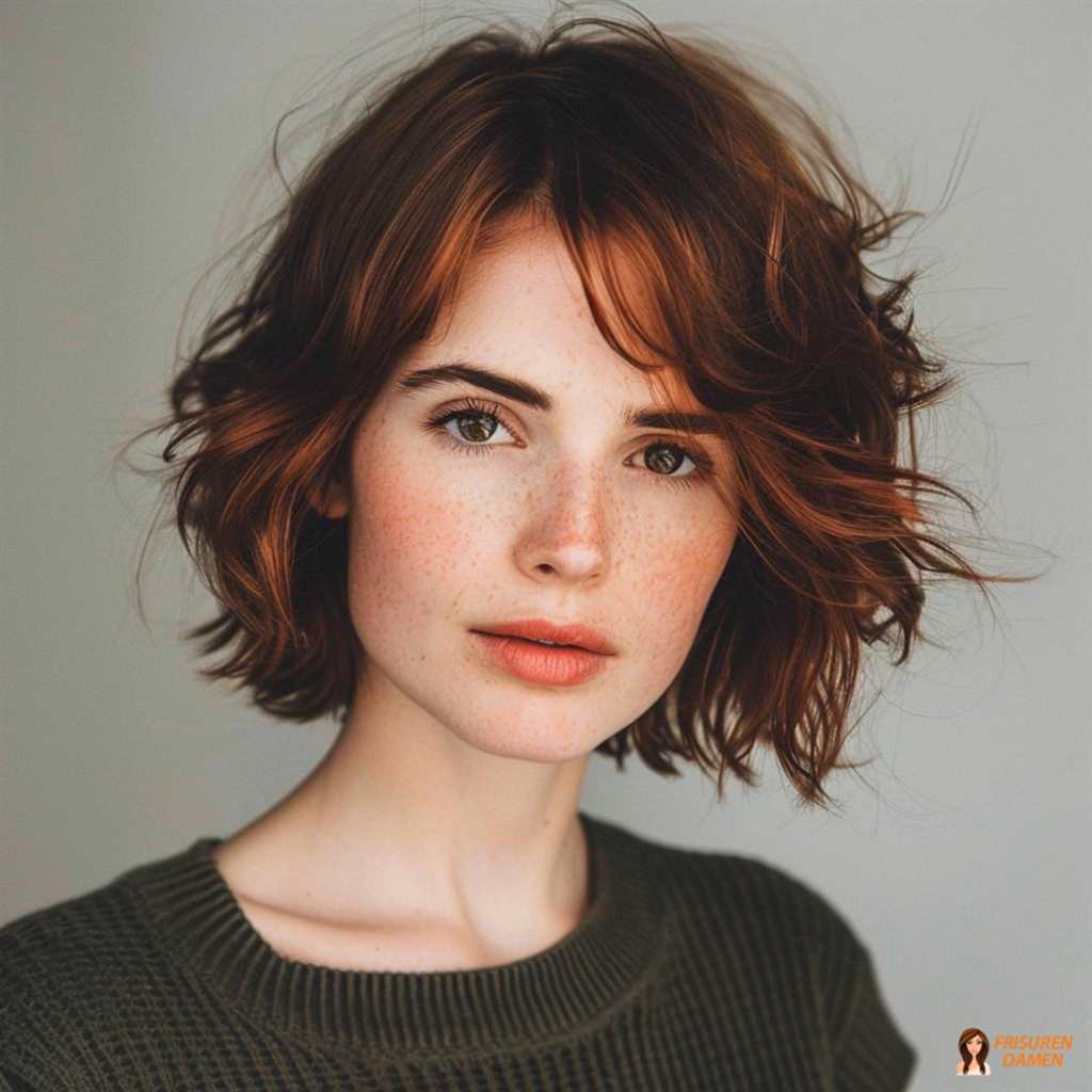 Feuriger Wavy Bob mit fransigen Stufen für Frauen