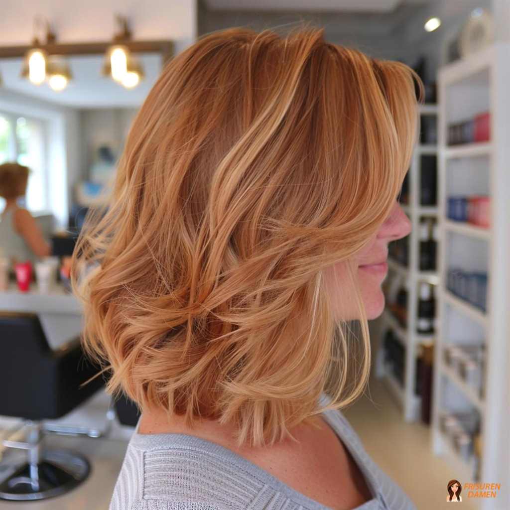 Braune Haarfarbe für Frauen im asymmetrischen Bob mit dynamischem Look und optischem Lifting