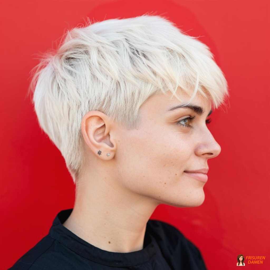 Blonder Kurzhaarschnitt für Damen mit frischem Glow und modernem Effekt