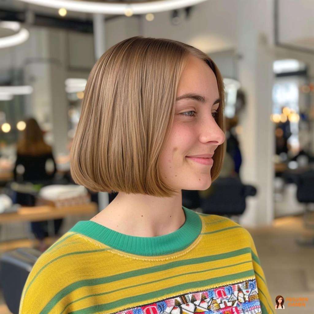 Der glatte Bob für Frauen, edler Look mit spiegelndem Glanz und Clean-Effekt