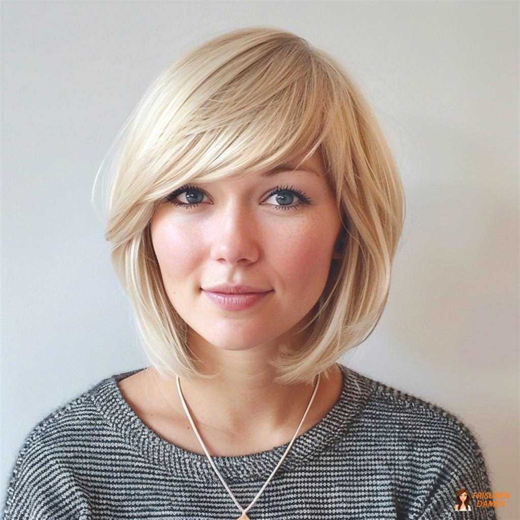 Klassisch fransiger Bob für Frauen mit mittellangem Haar