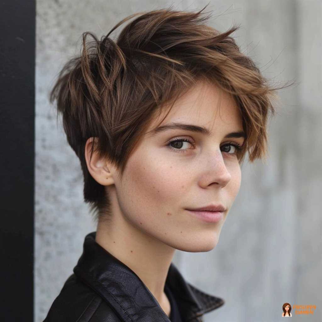 Lässiger Pixie-Cut mit fransigen Übergängen für stilbewusste Frauen