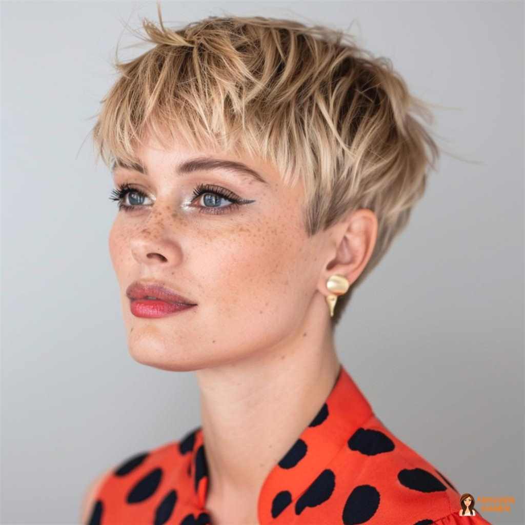 Moderner Shag-Pixie mit stufiger Krone und luftiger Bewegung