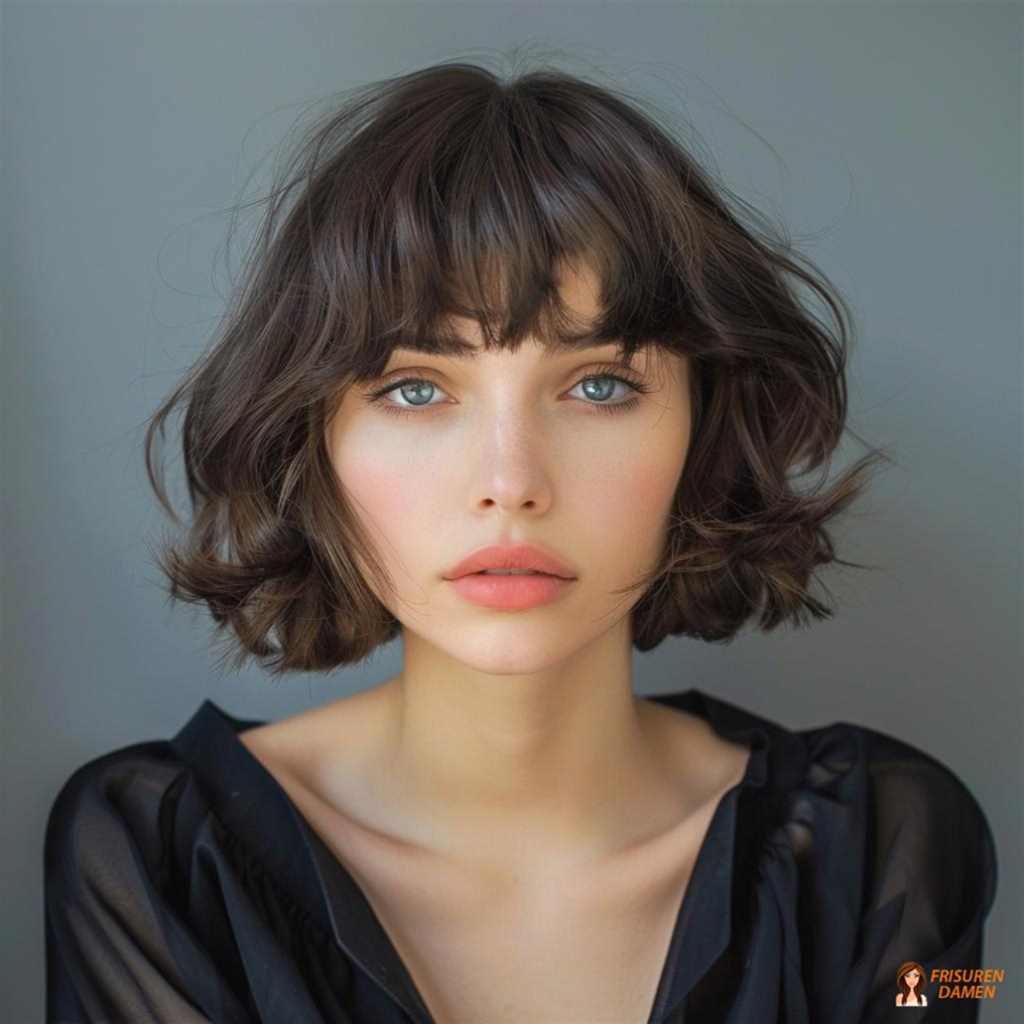 Dunkler Bob mit fransiger Stufung für Frauen