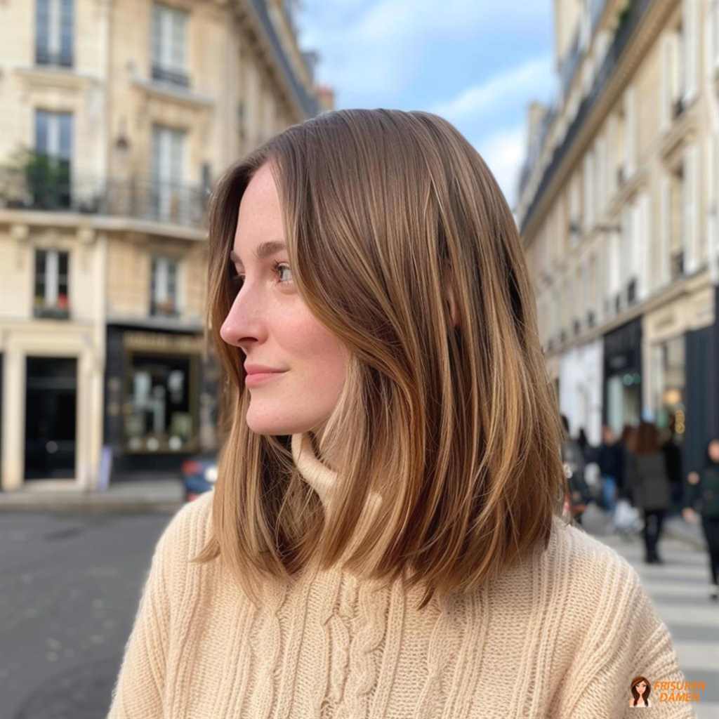 Natürliche braune Haarfarbe für Frauen im Lob mit weichem Fall und gepflegter Wirkung