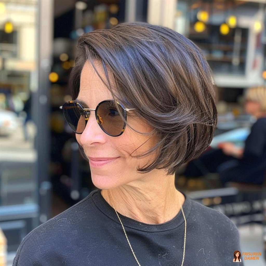 Moderner Bob mit seitlichem Pony für Frauen ab 50 mit feinem Haar, mehr Schwung und Lifting-Effekt
