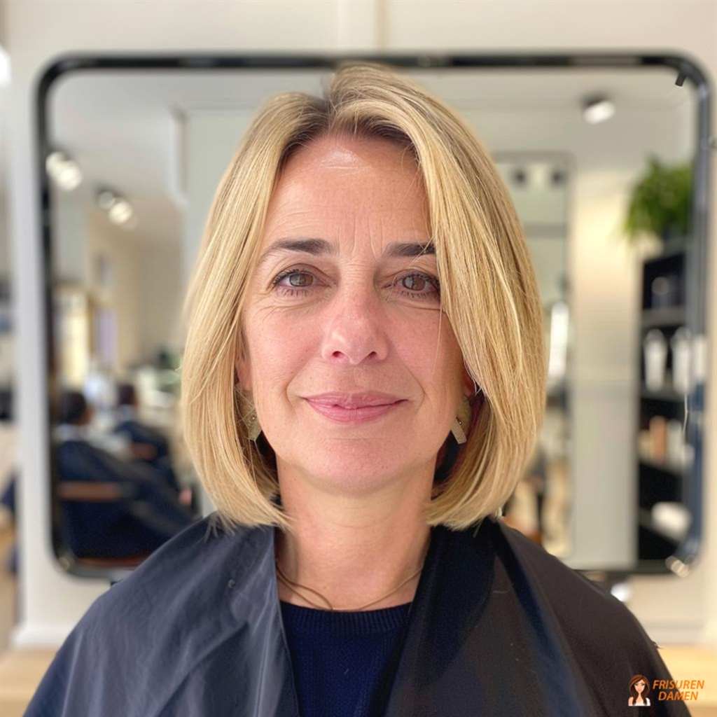 Gerader Bob für Frauen ab 50 mit feinem Haar, natürliche Highlights und mehr Tiefenwirkung