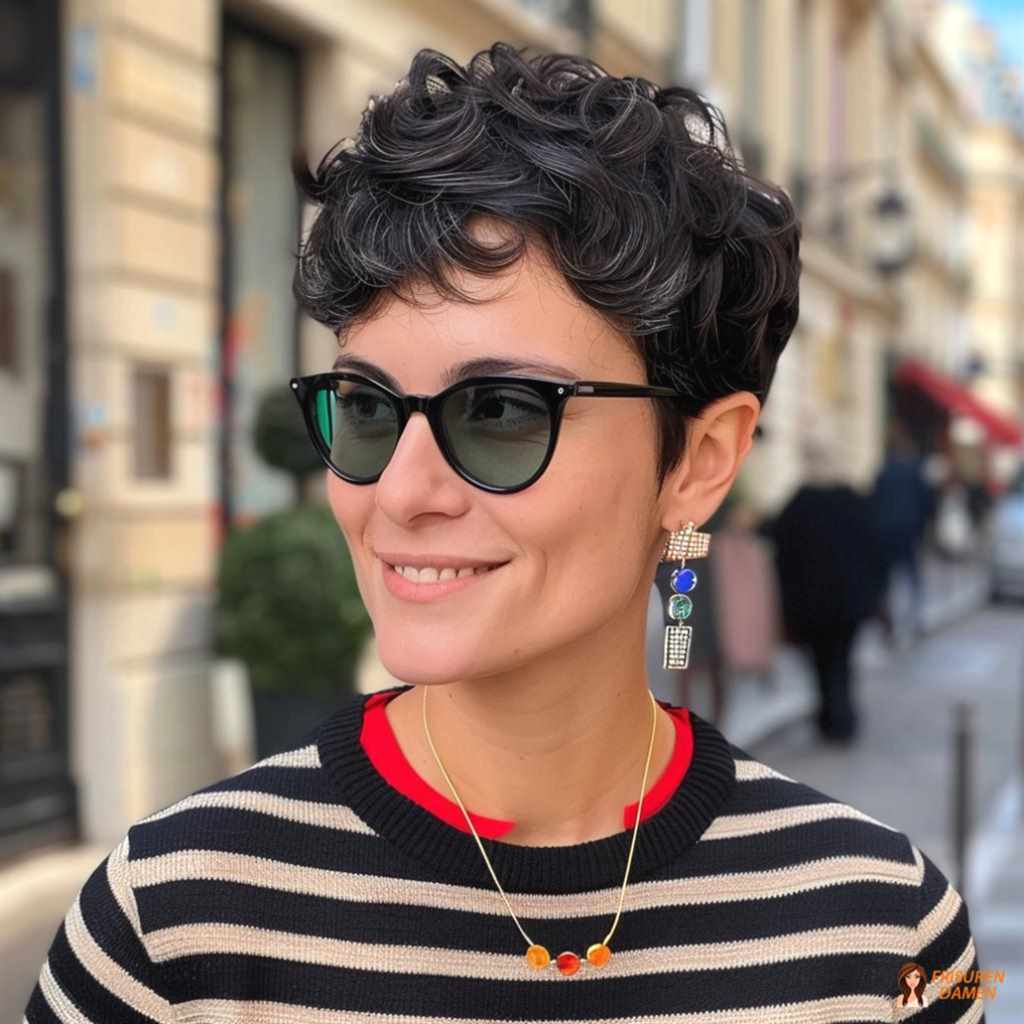 Curly Pixie Cut für Frauen mit federndem Volumen und stilvoller Wirkung