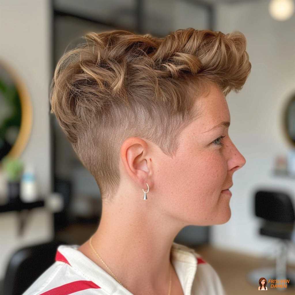 Undercut-Frisur für Frauen mit natürlichen Wellen und voluminöser Oberpartie