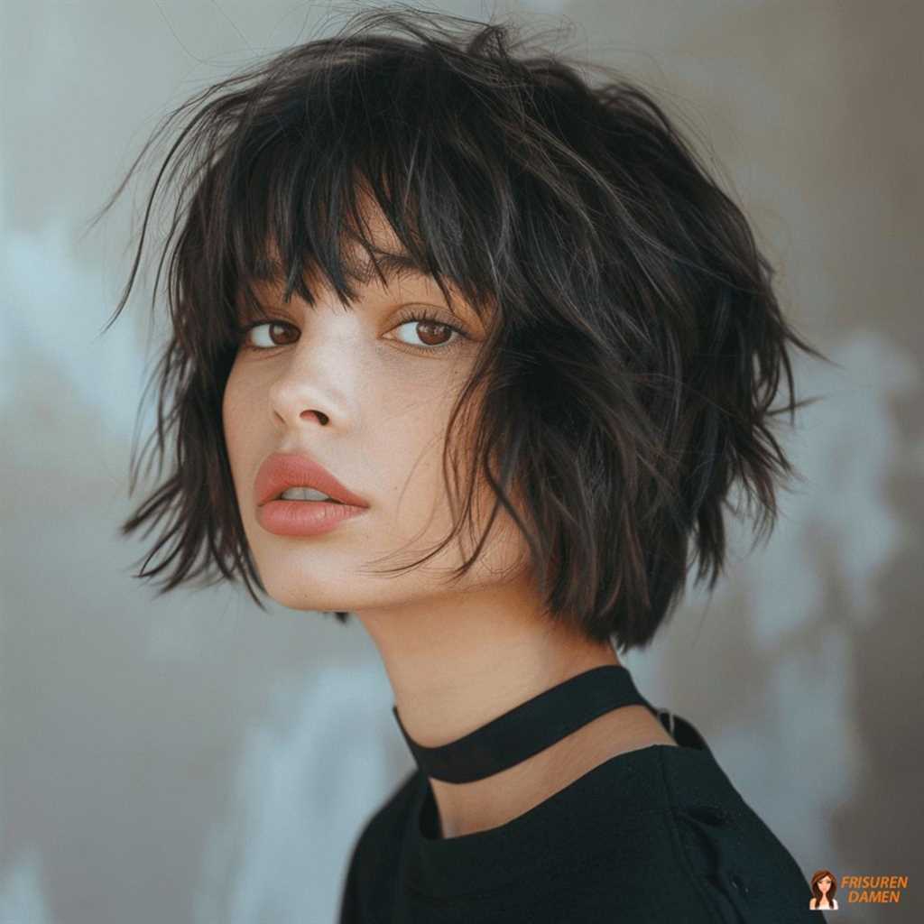 Wild Texture Bob mit Pony für Frauen mit dünnem Haar