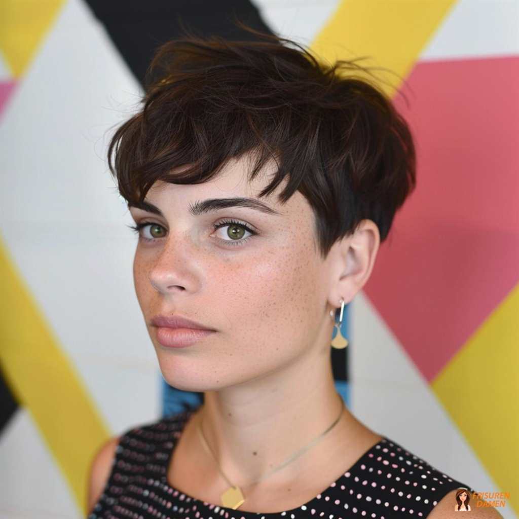 Dunkler Pixie Cut mit weichem Pony