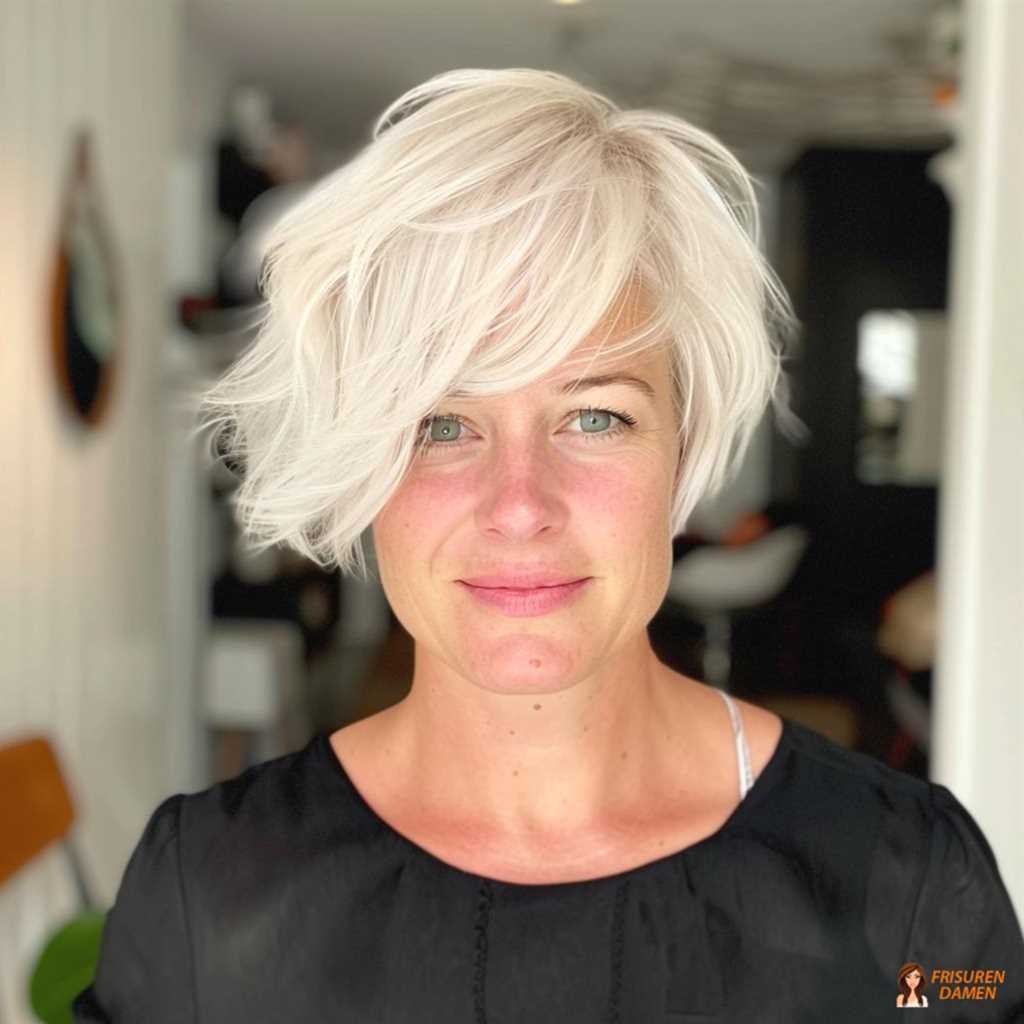 Dynamischer asymmetrischer Kurzhaarschnitt für Frauen über 50