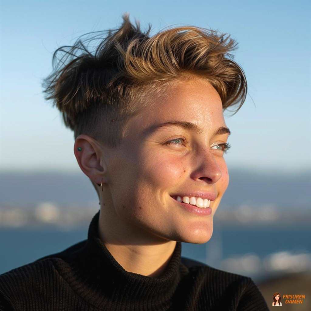 Texturierter Undercut für Frauen mit sportlicher, moderner Wirkung und Struktur