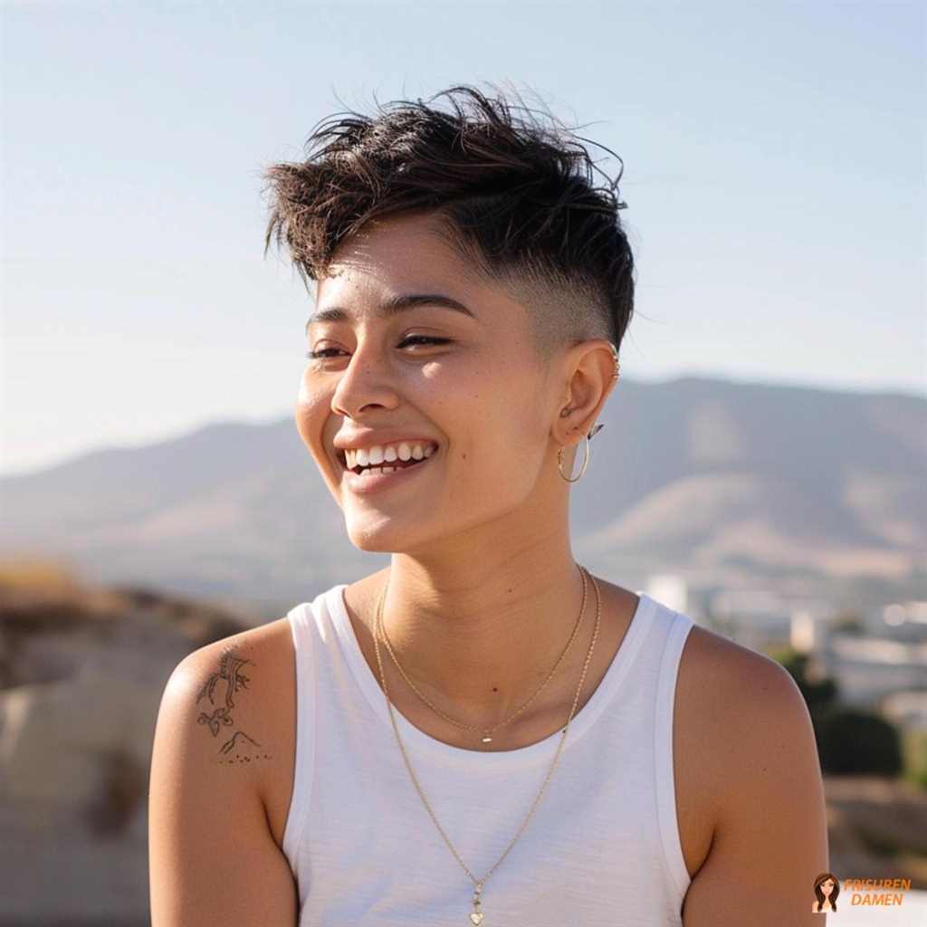 Undercut-Frisur für Frauen mit lockeren Wellen und natürlichem Schwung