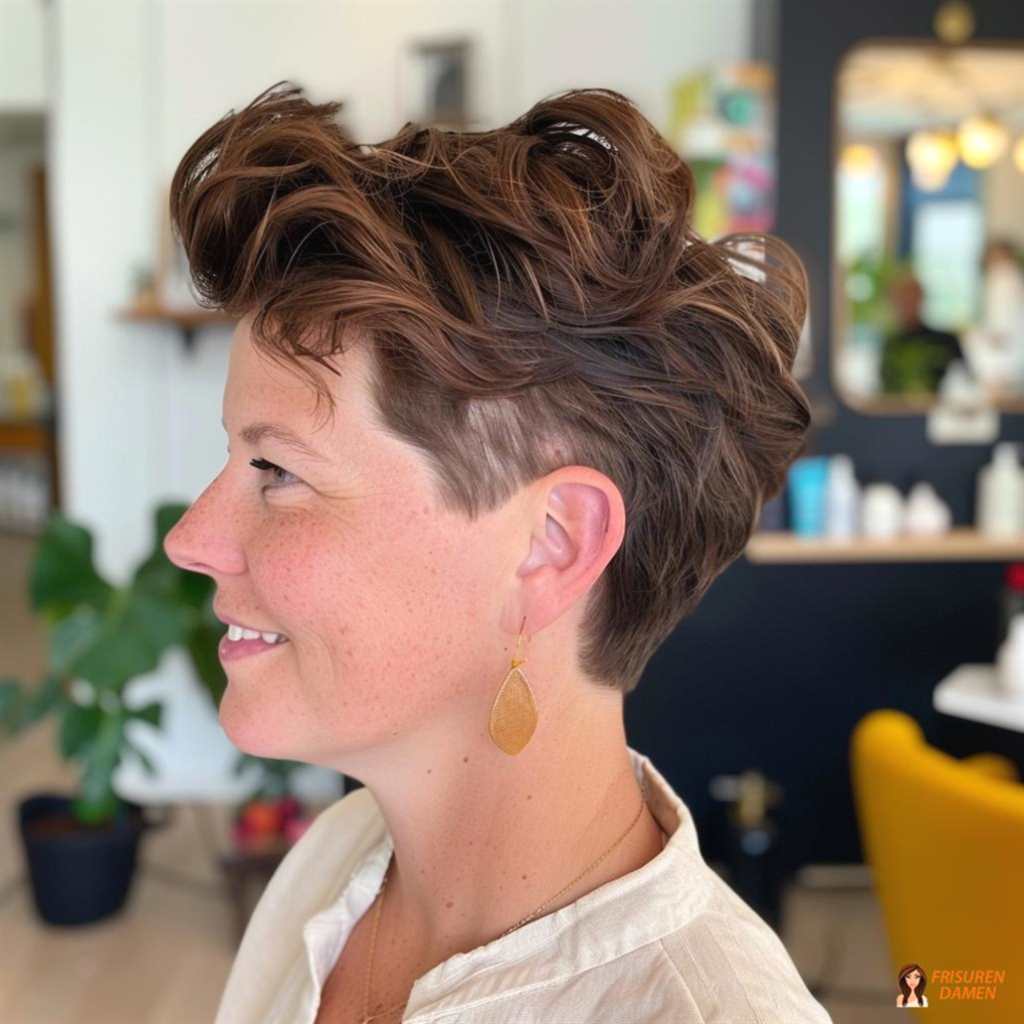Undercut-Look für Frauen mit modelliertem Hinterkopf und voluminöser Oberseite