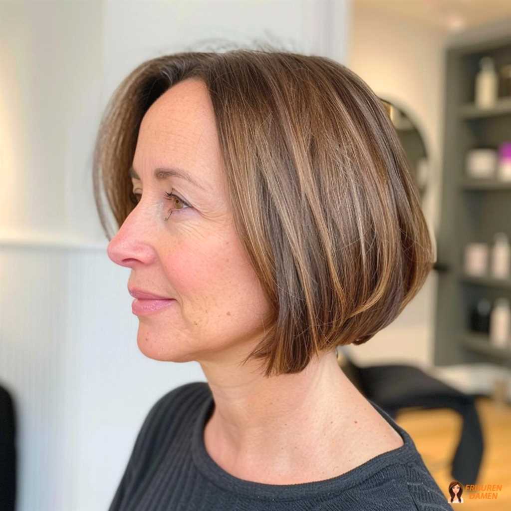 Abgerundeter Bob für Frauen ab 50 mit feinem Haar, mehr Hinterkopf-Volumen und eleganter Effekt