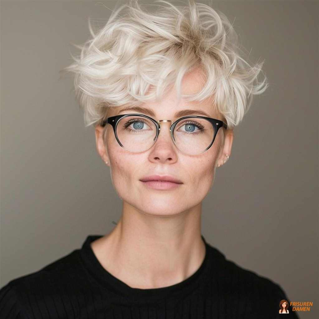 Elegante silberne Haaridee für Frauen ab 60 mit Brille und edlem Glanz