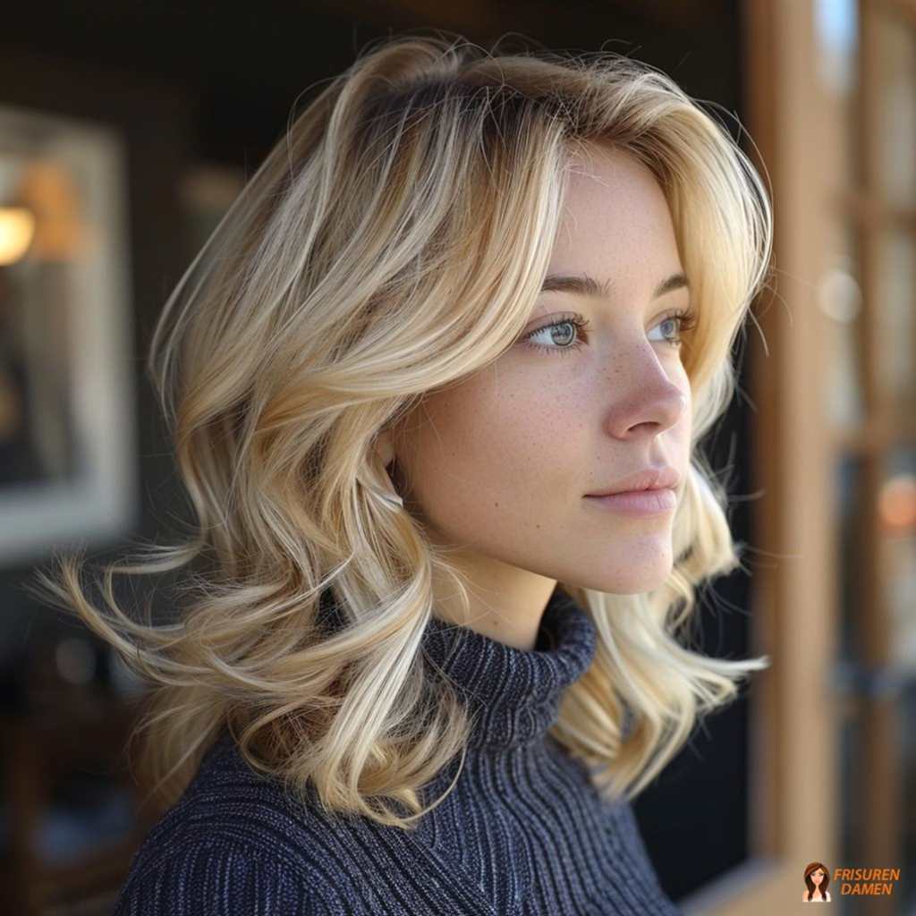 Elegante wellenförmige Locken in Blond 2026 für Damen mit glamouröser Ausstrahlung
