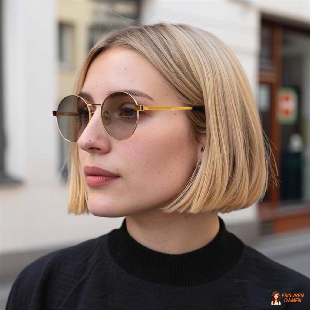 Eleganter blonder Bob mit Mittelpartie für Frauen, symmetrischer Look mit edlem Effekt