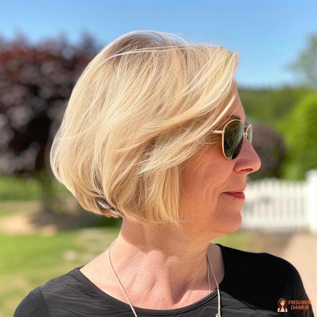 Eleganter gestufter Bob mit sichtbarem Volumen am Hinterkopf und weicher, moderner Silhouette