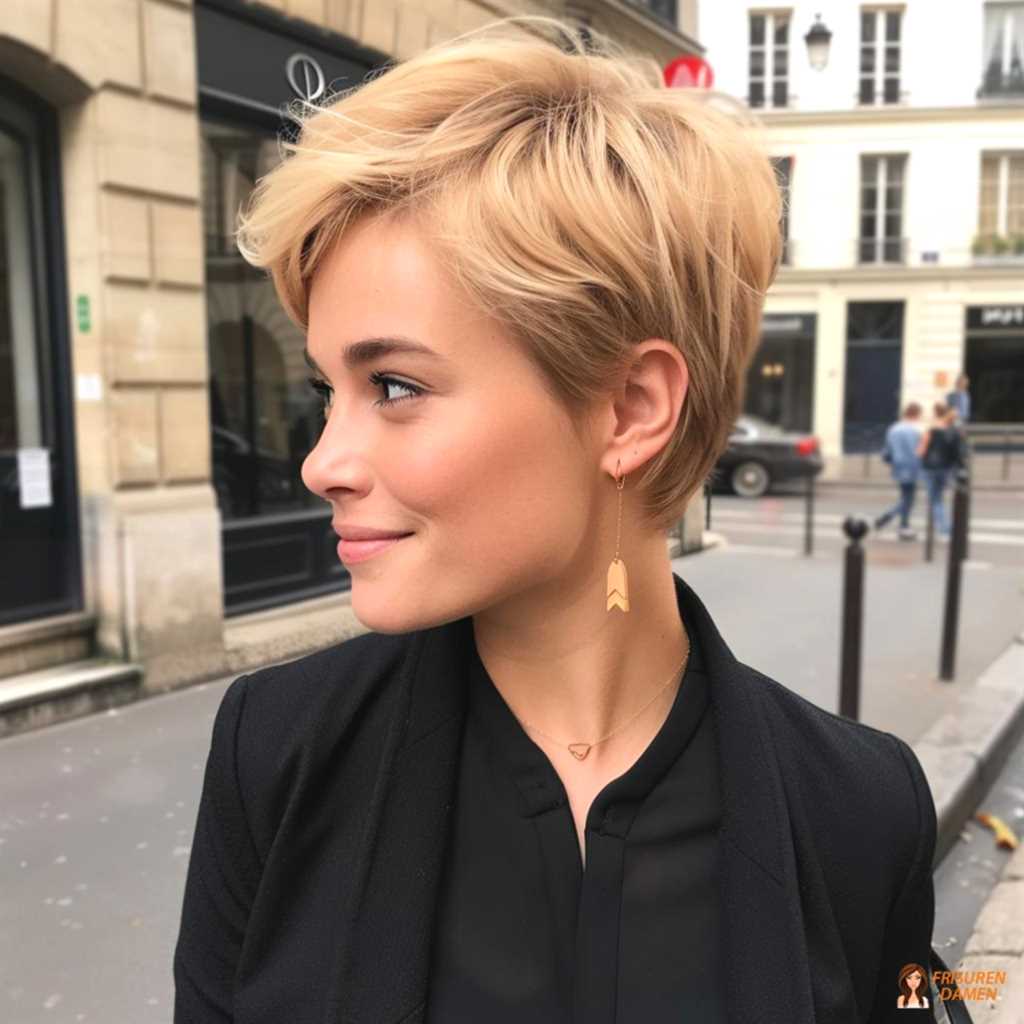 Eleganter Kurzhaarschnitt für Frauen mit sanfter Textur und gepflegtem Stil