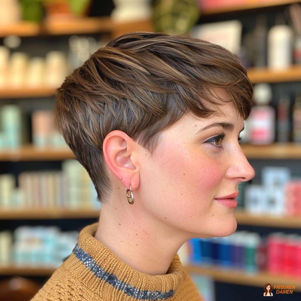 Eleganter Pixie-Cut für Damen mit klarer, gepflegter Silhouette