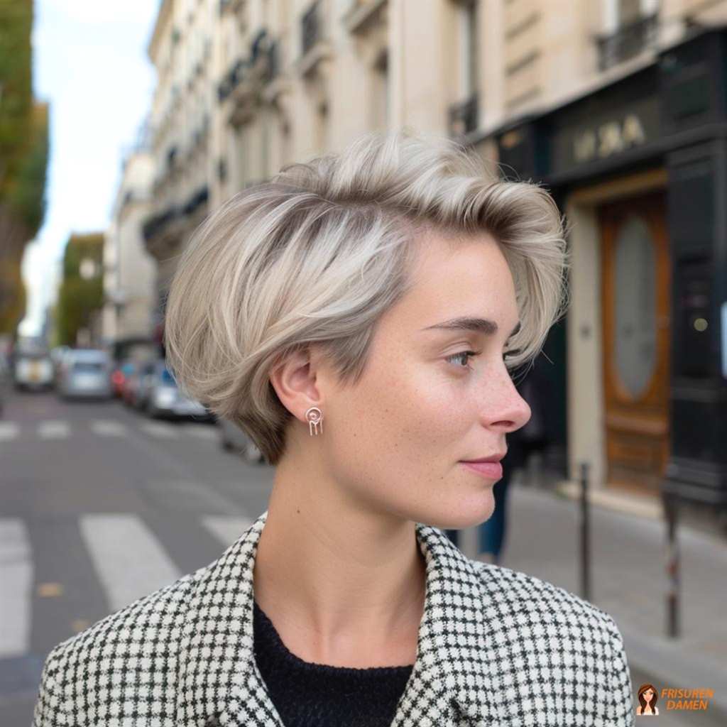 Platinblonder Bob für Damen mit strahlender Wirkung und modernem Stil