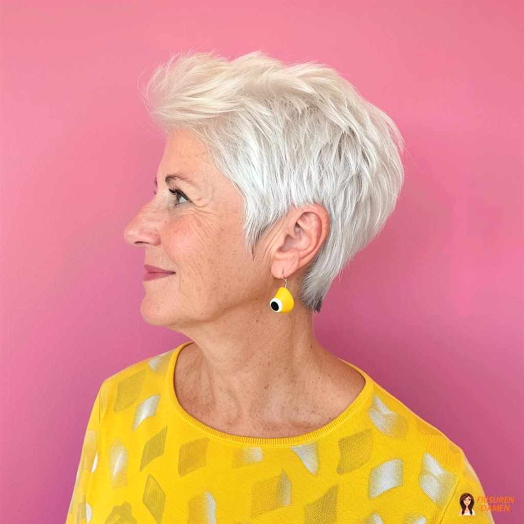 Eleganter Silber Pixie für ältere Frauen, selbstbewusster Look