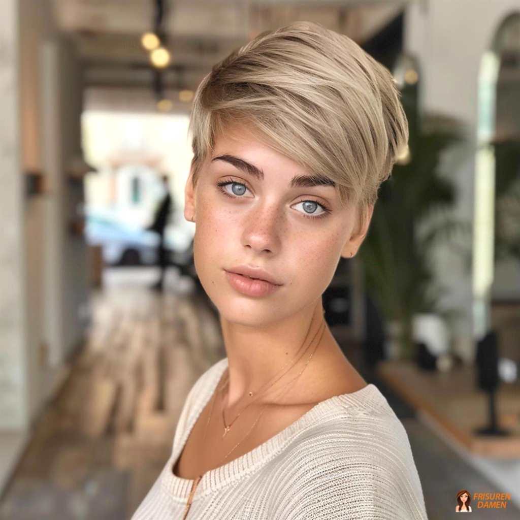 Sleek Pixie mit klarer Linienführung, der modern wirkt und das Gesicht edel betont