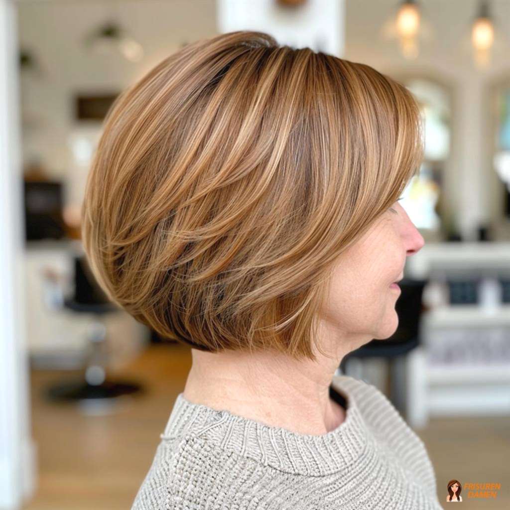 Eleganter Stufenschnitt Bob für Damen, kurze Haare mit feiner Bewegung