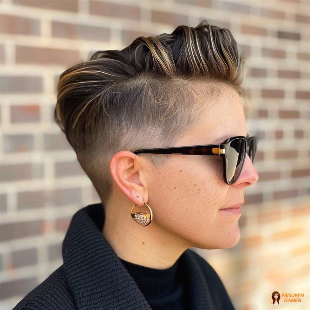 Eleganter Undercut für Frauen mit Volumenaufbau und edler Silhouette