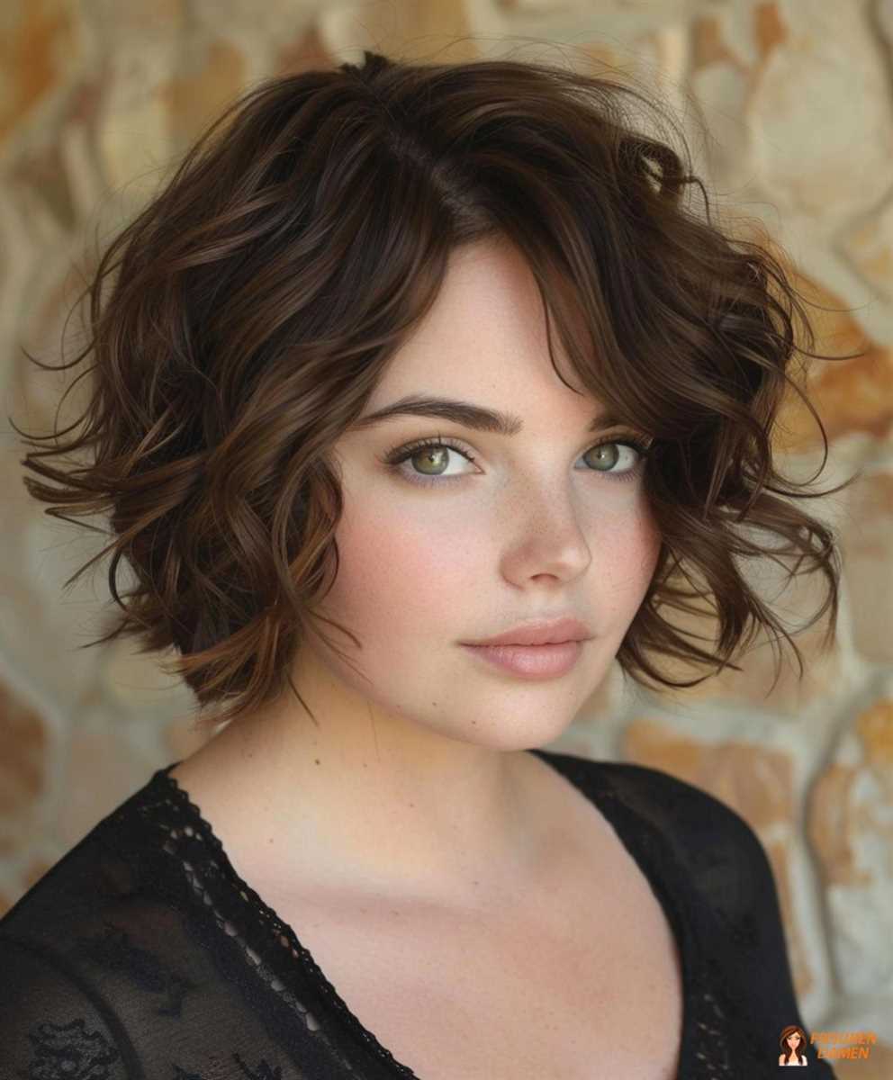 Wellenbob mit Seitenscheitel, schmeichelnd für rundes Gesicht