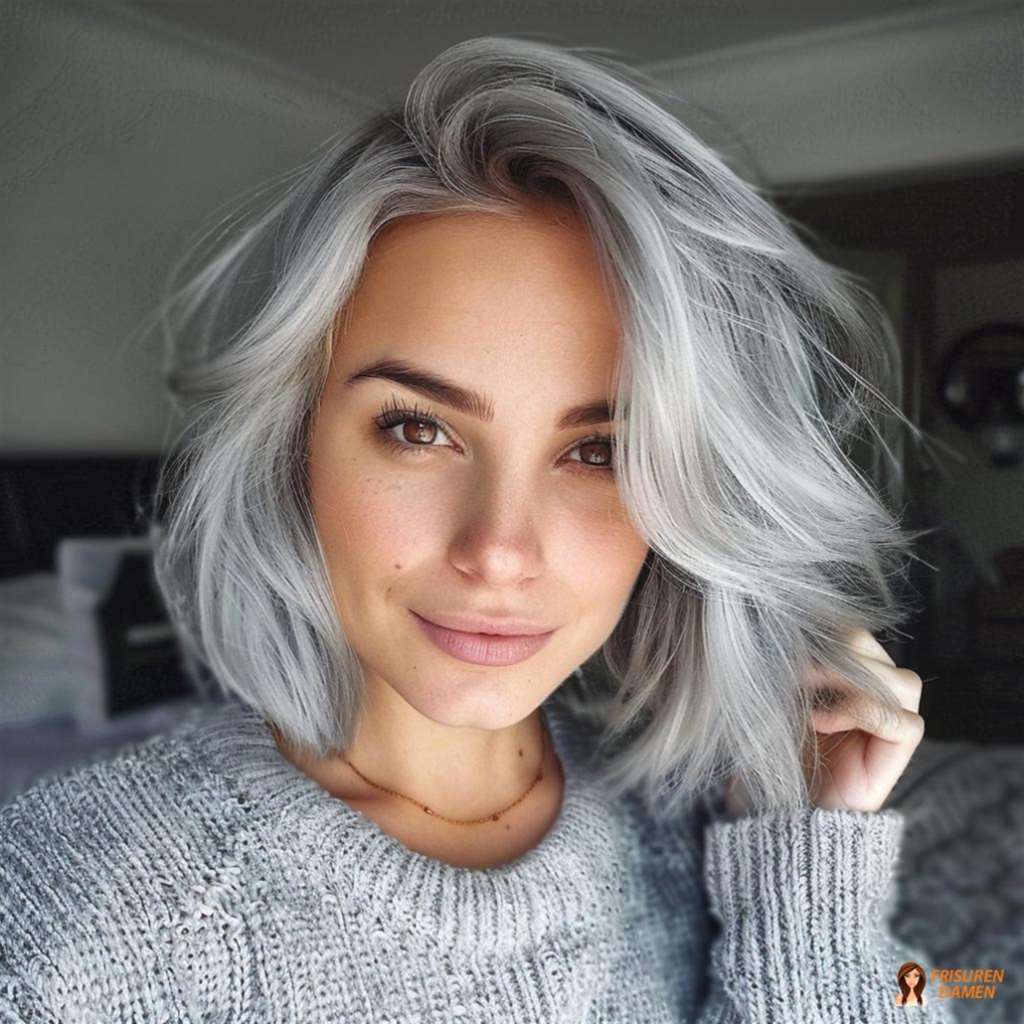 Freche Frisuren für graues mittellanges Haar