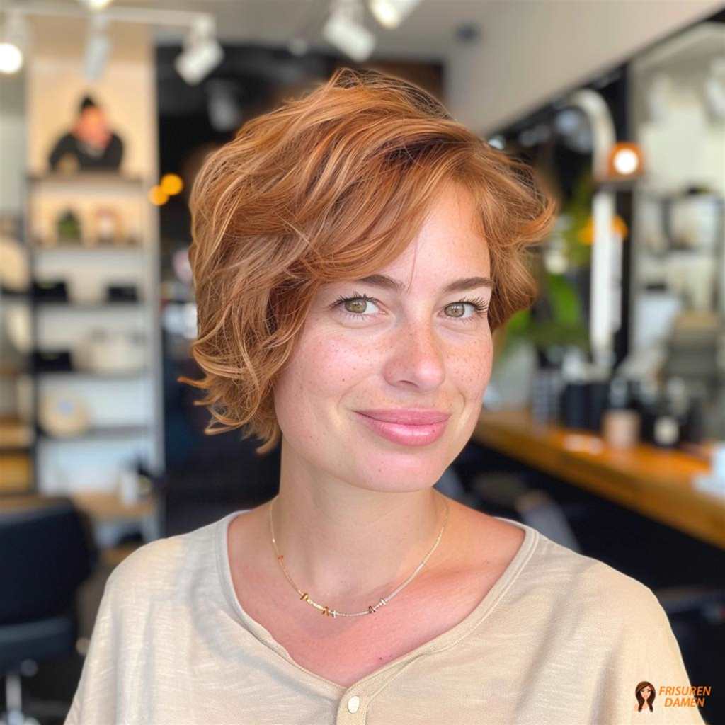 Kupferfarbener Bob für Damen, stufig und lebendig