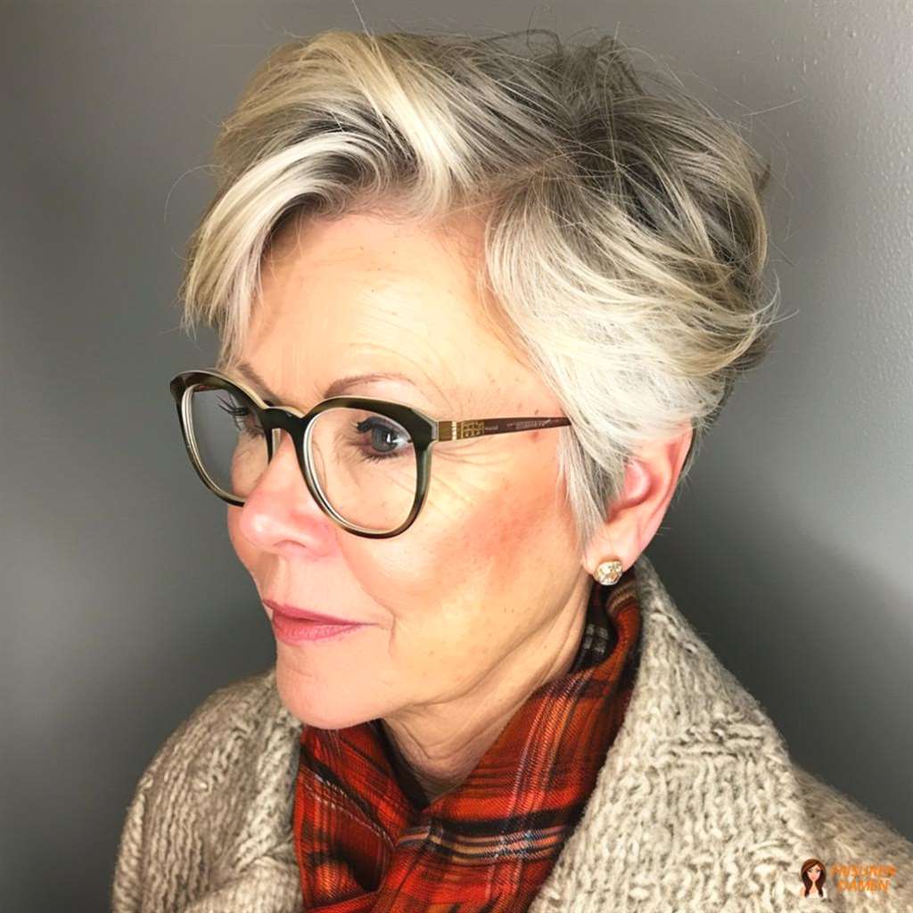 Frecher Kurzhaarschnitt mit Pony ab 60 – frischer Rahmen fürs Gesicht